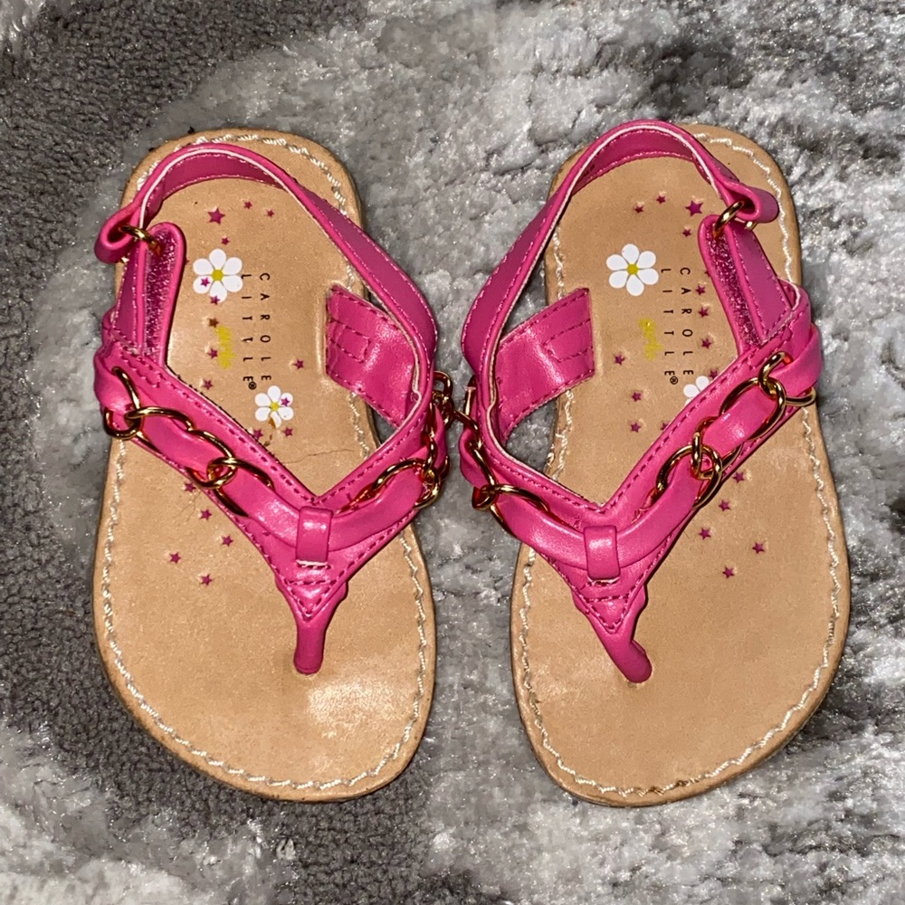 Carole Little Pink With Gold Chain Detail Sandals Size 5